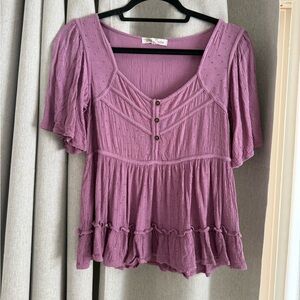 Rewind Mauve Blouse with Button Detail